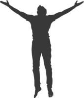 silhouette floating man with poses full body black color only vector