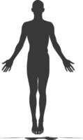 silhouette floating man with poses full body black color only vector