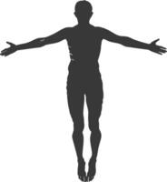 silhouette floating man with poses full body black color only vector