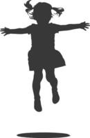 silhouette floating little girl with poses full body black color only vector