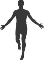 silhouette floating man with poses full body black color only vector