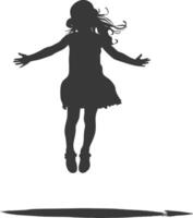 silhouette floating little girl with poses full body black color only vector
