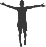 silhouette floating man with poses full body black color only vector