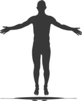 silhouette floating man with poses full body black color only vector