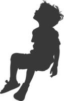 silhouette floating little boy with poses full body black color only vector