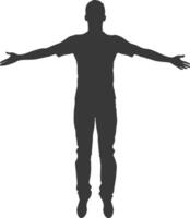 silhouette floating man with poses full body black color only vector
