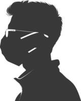 silhouette man using face mask black color only vector