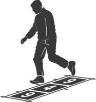 silhouette man playing hopscotch game full body black color only vector