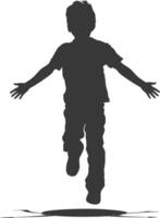 silhouette floating little boy with poses full body black color only vector