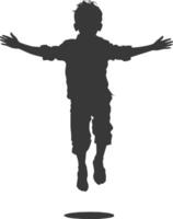silhouette floating little boy with poses full body black color only vector