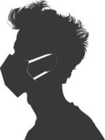 silhouette man using face mask black color only vector