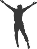silhouette flying man with poses full body black color only vector