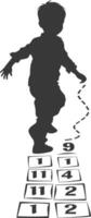silhouette Hopscotch kid game line black color only vector