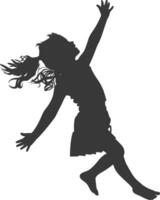 silhouette flying little girl with poses full body black color only vector