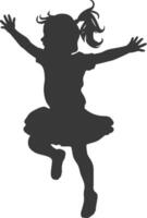 silhouette flying little girl with poses full body black color only vector