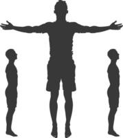 silhouette floating man with poses full body black color only vector