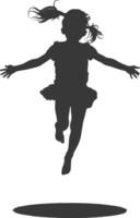 silhouette floating little girl with poses full body black color only vector