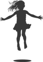 silhouette floating little girl with poses full body black color only vector