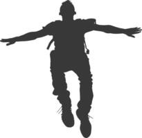 silhouette flying man with poses full body black color only vector