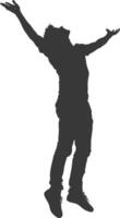 silhouette floating man with poses full body black color only vector