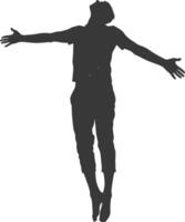 silhouette floating man with poses full body black color only vector