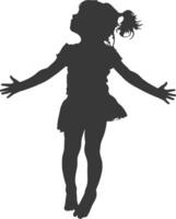silhouette floating little girl with poses full body black color only vector