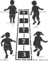 silhouette Hopscotch kid game line black color only vector