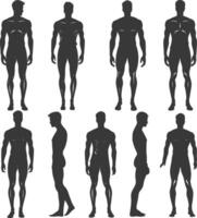 silhouette man mannequin with poses full body black color only vector
