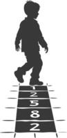 silhouette Hopscotch kid game line black color only vector