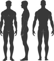 silhouette man mannequin with poses full body black color only vector