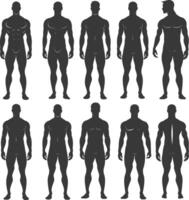 silhouette man mannequin with poses full body black color only vector