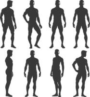 silhouette man mannequin with poses full body black color only vector