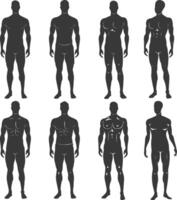 silhouette man mannequin with poses full body black color only vector