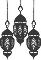 silhouette islamic eid lanterns black color only vector