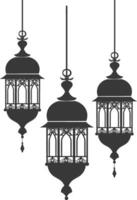 silhouette islamic eid lanterns black color only vector