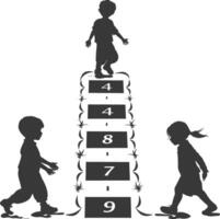 silhouette Hopscotch kid game line black color only vector