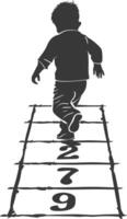 silhouette Hopscotch kid game line black color only vector