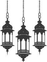 silhouette islamic eid lanterns black color only vector