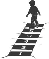 silhouette Hopscotch kid game line black color only vector