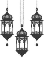 silhouette islamic eid lanterns black color only vector
