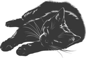 silhouette lazy cat animal tired full body black color only vector