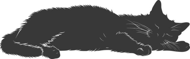 silhouette lazy cat animal tired full body black color only vector