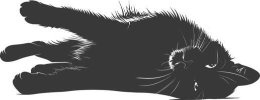 silhouette lazy cat animal tired full body black color only vector