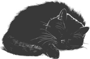 silhouette lazy cat animal tired full body black color only vector