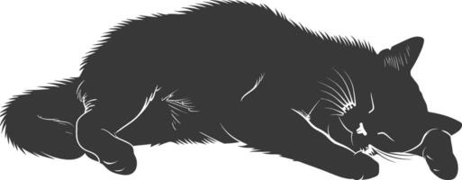 silhouette lazy cat animal tired full body black color only vector