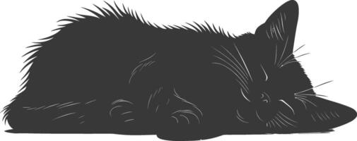 silhouette lazy cat animal tired full body black color only vector