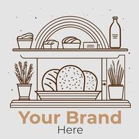 Bread Store Minimalist Logo Concept vector
