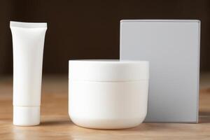 Exquisite Showcase Beautiful Mockup Cosmetic Packaging, A Perfect Blend of Style and Elegance in Design photo