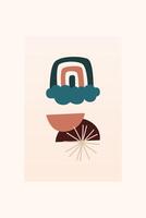 Abstract boho art poster background vector