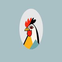 Chicken Logo with a Bird in a Circle on a Yellow Background vector